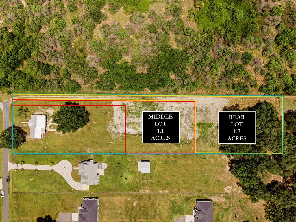 This aerial map shows three adjacent land parcels, including one lot with an existing house — PARKWAY AVENUE, ST CLOUD, FL