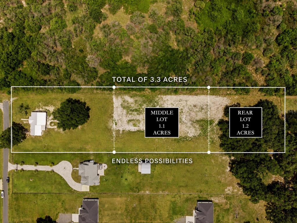 An aerial view shows three adjacent rectangular land parcels totaling 3.3 acres — PARKWAY AVENUE, ST CLOUD, FL