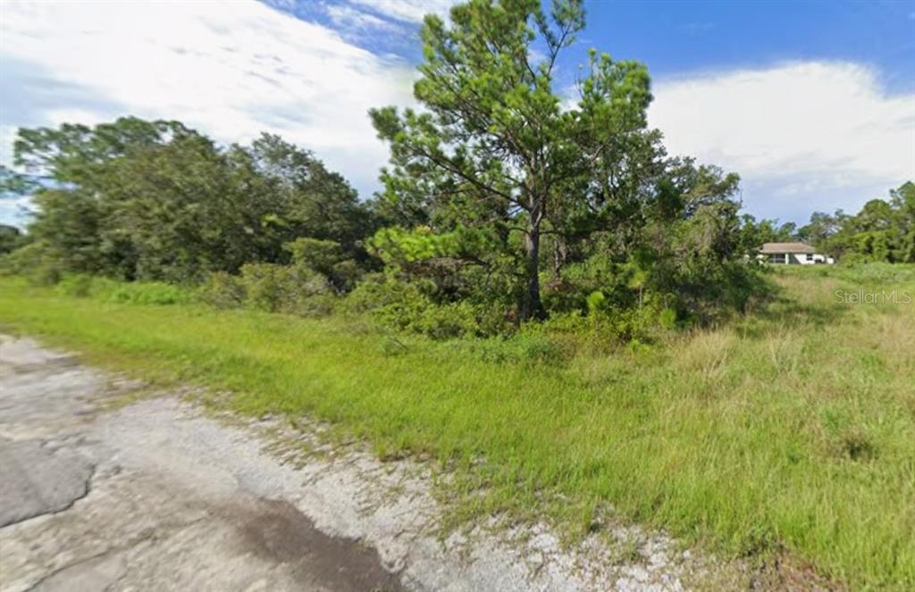 A vacant, grassy lot with scattered trees and shrubs borders a paved road — Lot 69 CONSTITUTION DRIVE, NORTH PORT, FL