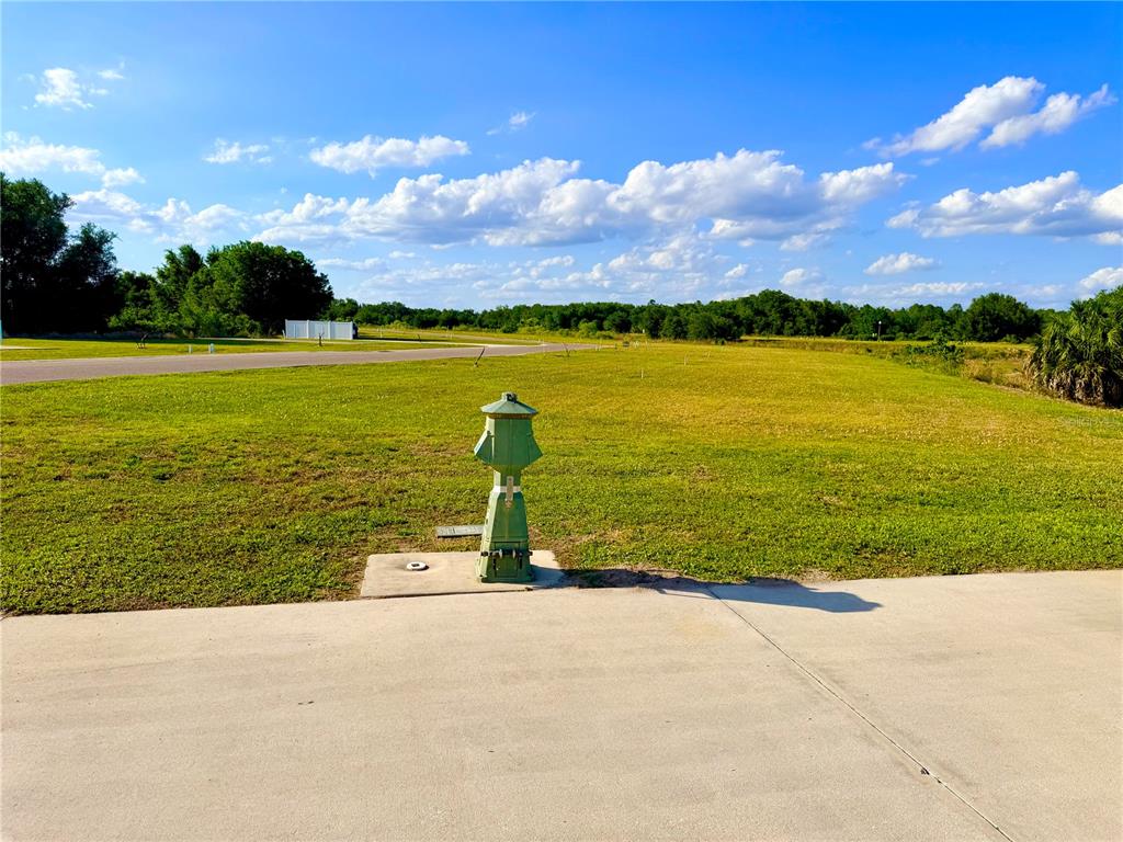 A green utility pedestal stands on a concrete pad in a grassy, undeveloped lot — 9381 SE 47TH WAY, WEBSTER, FL