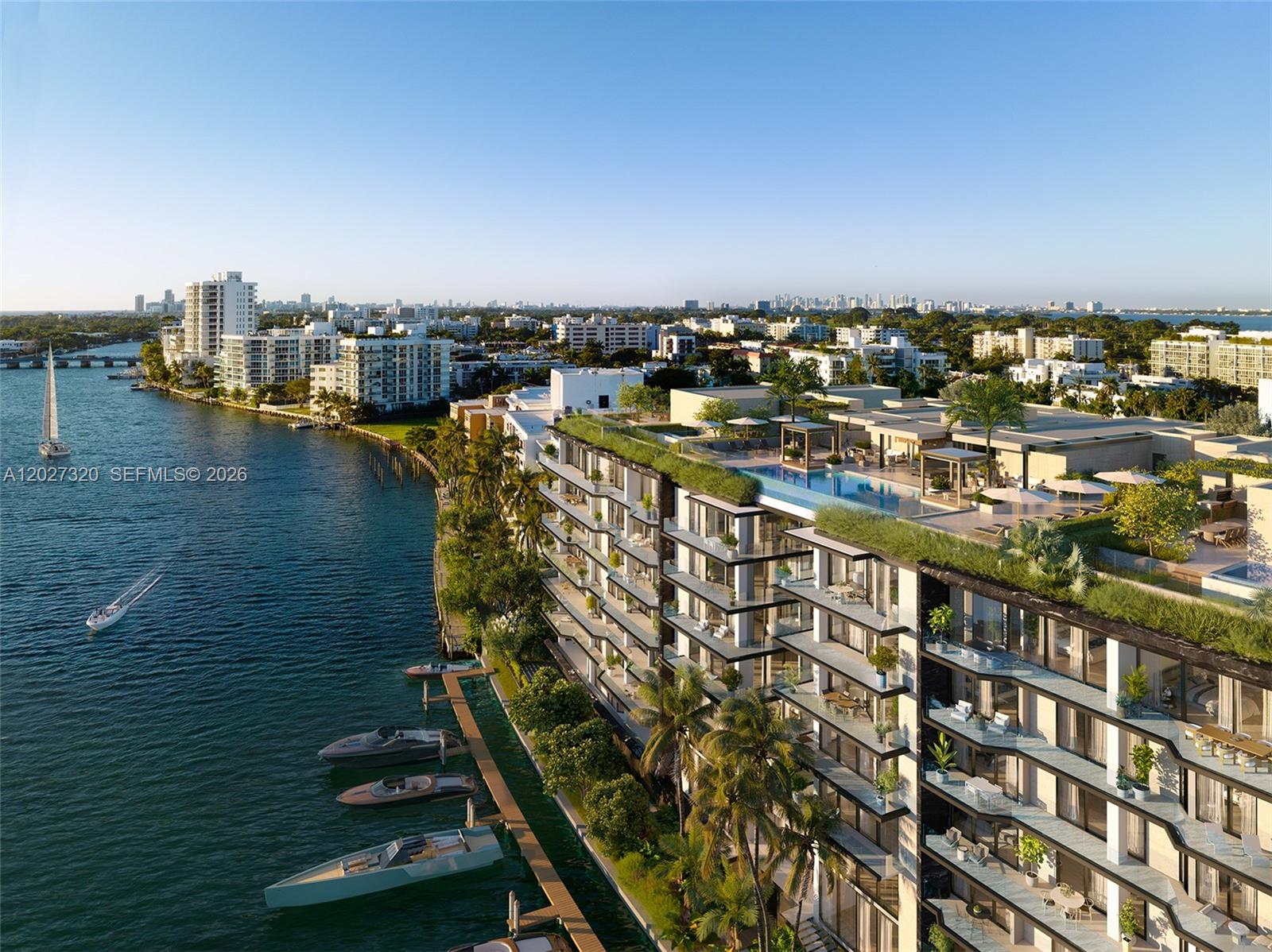 This is a rendering of a modern waterfront condominium building with a rooftop pool — 10141 E Bay Harbor Dr. # 301, Bay Harbor Islands FL 33154, BAY HARBOR ISLANDS, FL