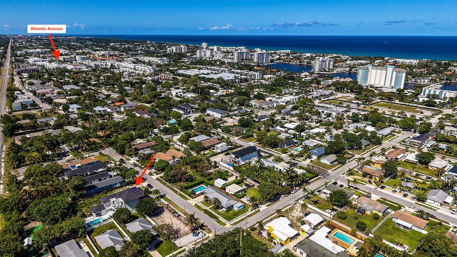 Aerial view of a residential neighborhood near the coast with a labeled street — 618 SE 2nd Avenue, Delray Beach FL 33483, DELRAY BEACH, FL