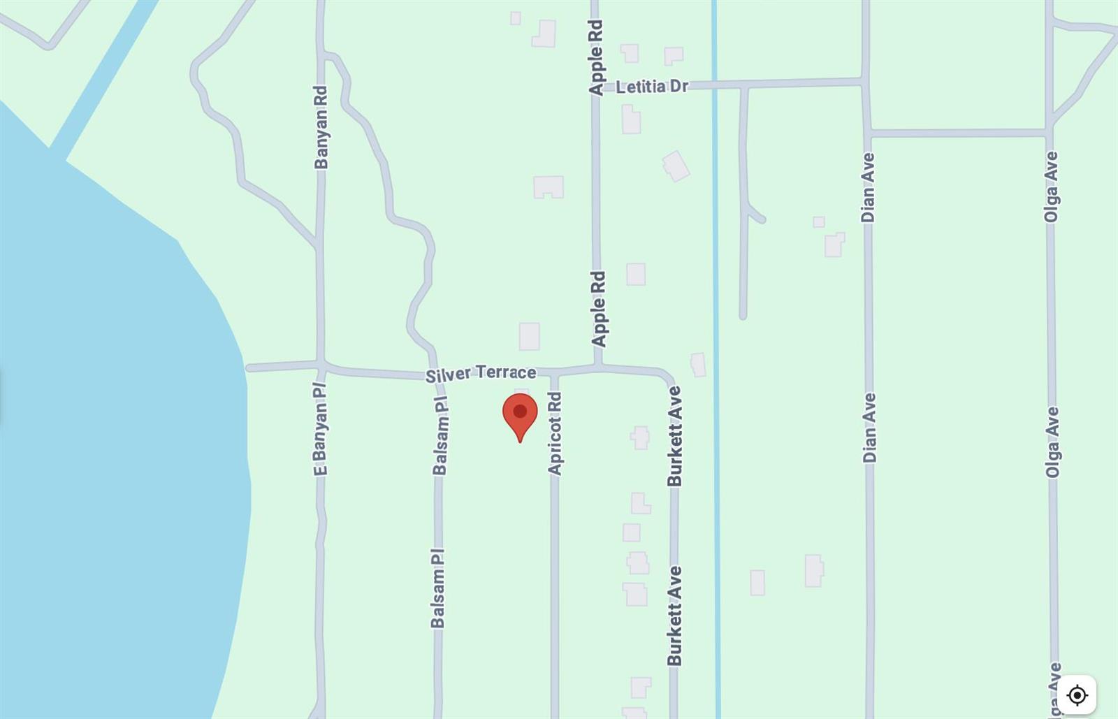This is a map showing streets and a location pin in a residential area — 6503 E Apricot Place, Sebring FL 33875, SEBRING, FL