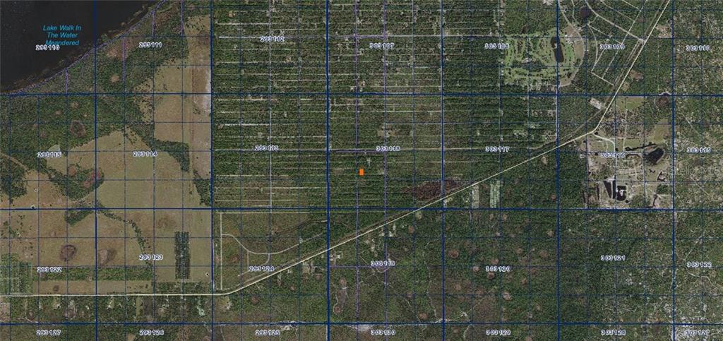 This is an aerial map showing a specific land parcel marked with an orange square — CALENDULA DRIVE, INDIAN LAKE ESTATES, FL