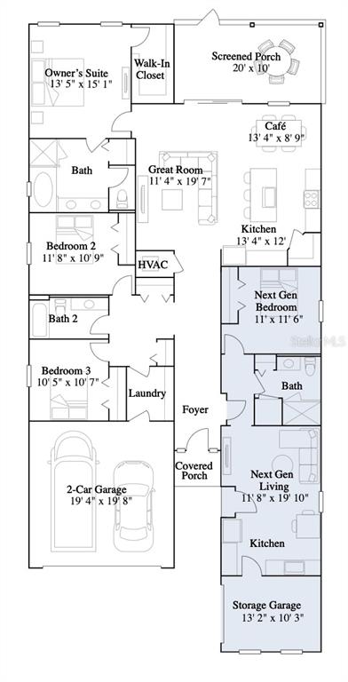 This is a floor plan for a single-story house with a two-car garage and attached suite — 8709 SW 67TH CIRCLE, OCALA, FL
