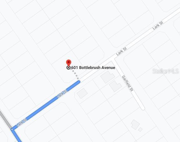 This is a map showing the location of a property near Lark Street and Garfield Street — 601 BOTTLEBRUSH AVENUE, LAKE PLACID, FL