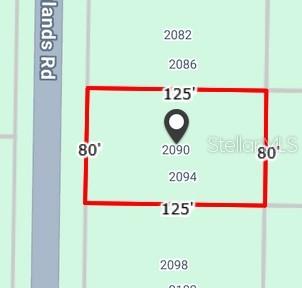 This is a map showing the rectangular dimensions of a property lot — 2090 HIGHLANDS ROAD, PUNTA GORDA, FL