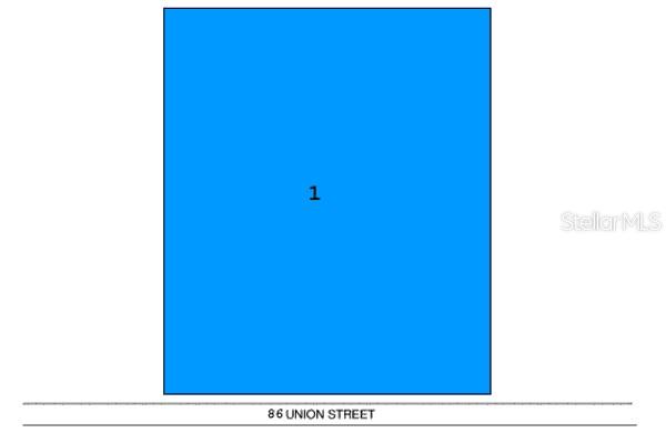 This is a property plat map showing a single rectangular lot labeled 1 — 86 UNION STREET, PONCE, PR