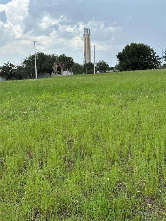 A grassy, undeveloped lot with a tall tower visible in the distance under a cloudy sky — 12 HEARTLAND DRIVE, LAKE PLACID, FL