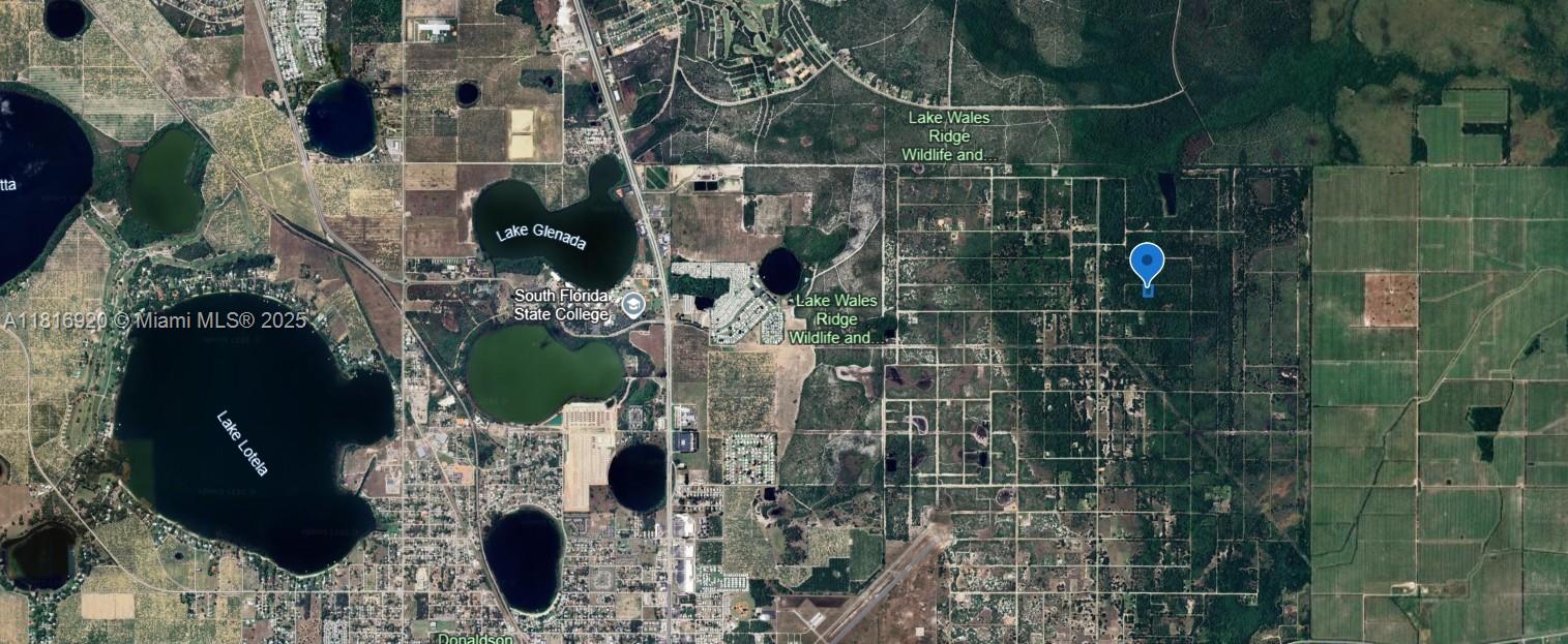 This is an aerial map showing a plot of land near Lake Wales Ridge, Florida — 2844 W TWILLEY, Avon Park FL 33825, AVON PARK, FL