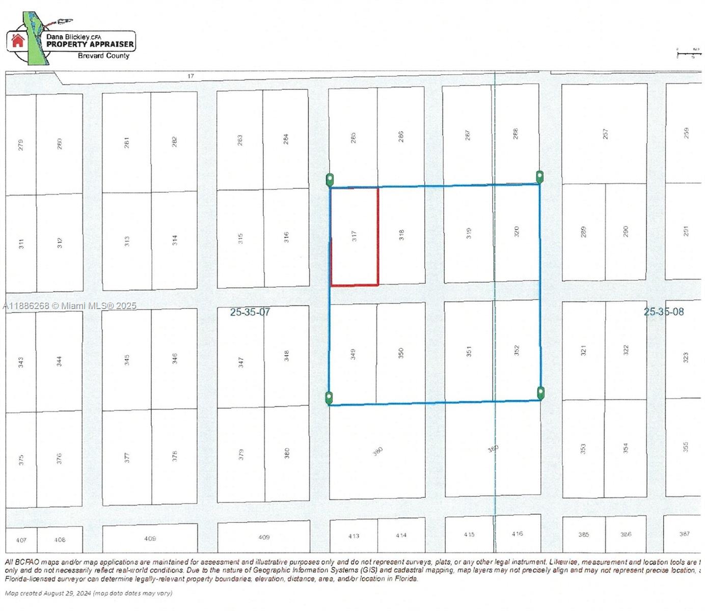This is a property tax map showing parcel boundaries and lot numbers in Brevard County — OTHER CITY - IN THE STATE OF FLORIDA, FL