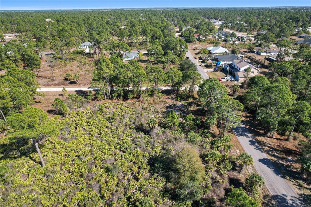 An aerial view shows a wooded, undeveloped lot with surrounding residential streets and houses — 774 KIRKMAN AVENUE, LEHIGH ACRES, FL