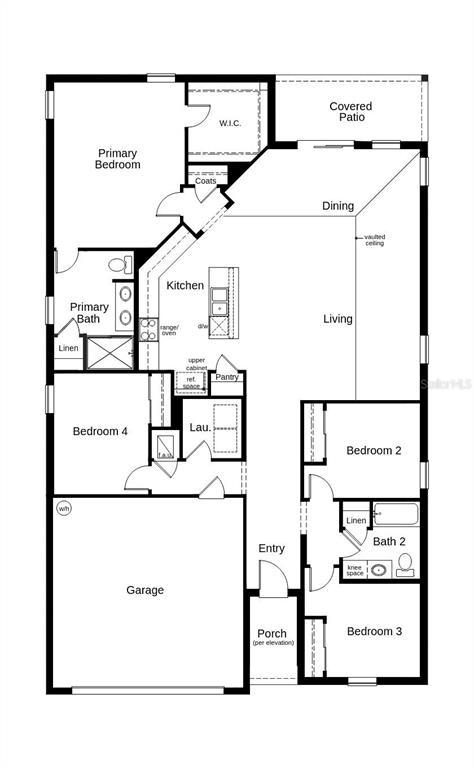 This is a floor plan for a single-story house with four bedrooms and a garage — 1736 CEDAR ASH COVE, SANFORD, FL