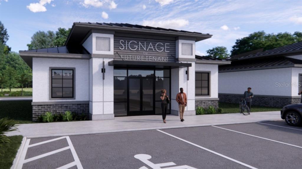 A digital rendering of a modern commercial building exterior with a parking lot in front — 2805 OCOEE APOPKA ROAD UNIT 12, APOPKA, FL