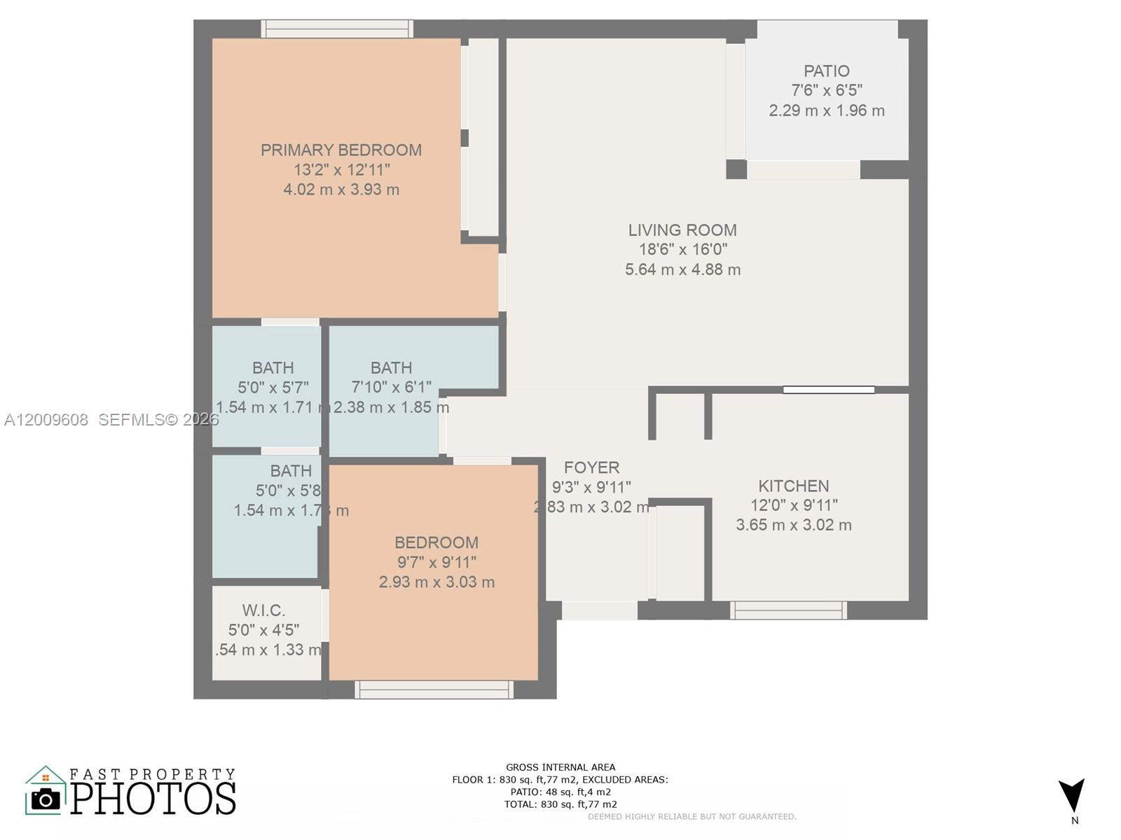 This is a floor plan of a two-bedroom, two-bathroom apartment with a patio — 1439 Springside Dr # 1439, Weston FL 33326, WESTON, FL