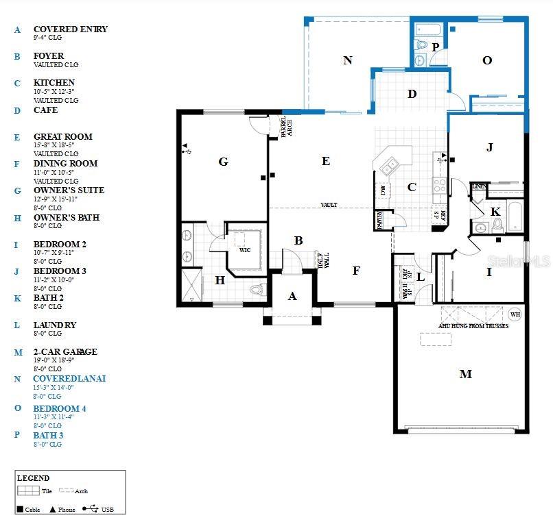 This is a floor plan for a four-bedroom house with a two-car garage — 72 BUNKER HILL DRIVE, PALM COAST, FL
