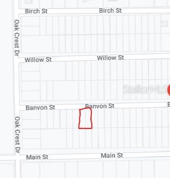 This is a map showing a highlighted parcel of land located along Banvon Street — 00 BANVON STREET, INTERLACHEN, FL