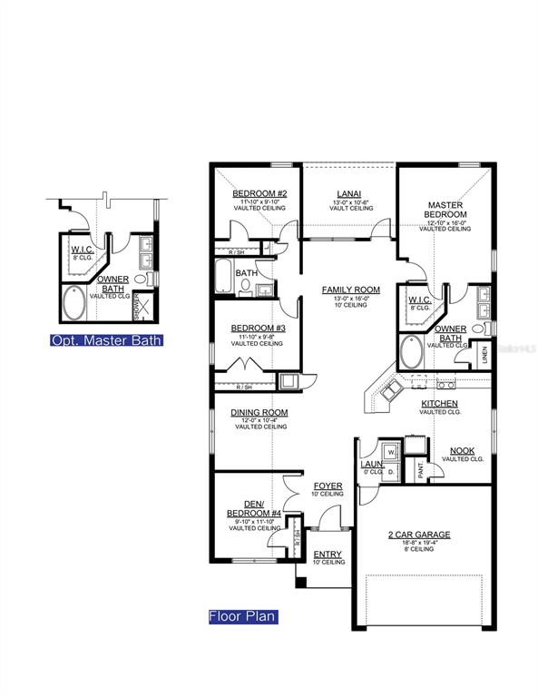 This is a floor plan for a single-story house with four bedrooms and a garage — 12543 NE 48TH TERRACE, OXFORD, FL
