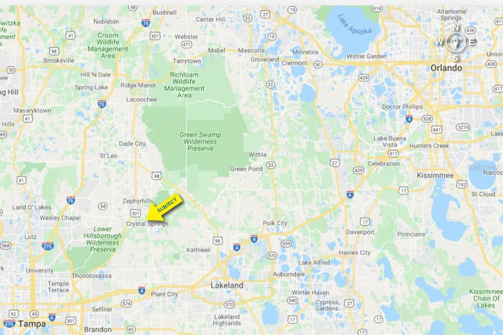 This is a map showing the location of a subject property near Crystal Springs, Florida — 0 FIG AVENUE, CRYSTAL SPRINGS, FL