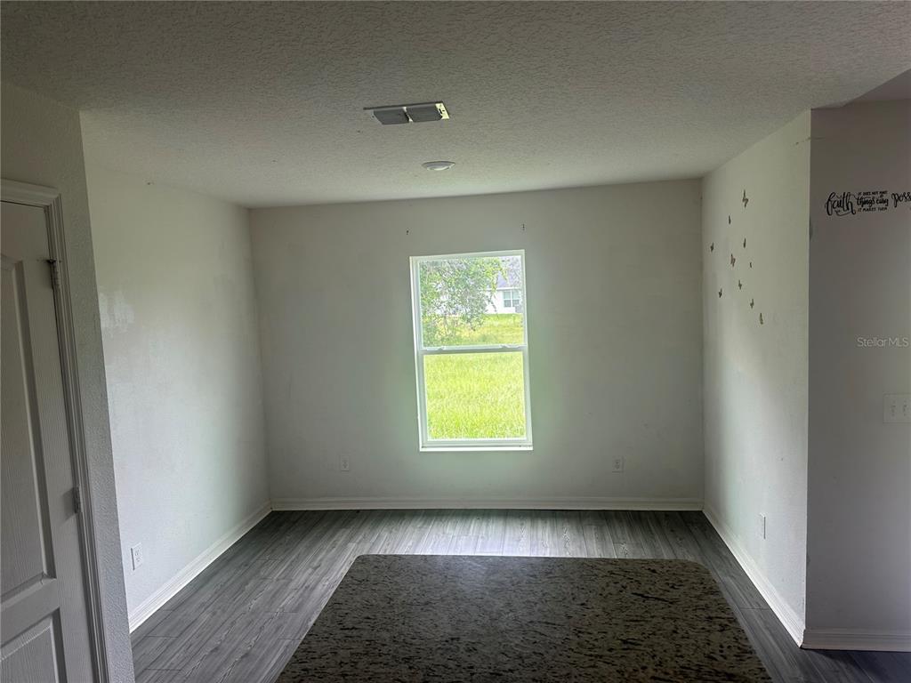 An empty bedroom features gray wood-look flooring, white walls, and a single window — 521 BIG BLACK WAY, KISSIMMEE, FL