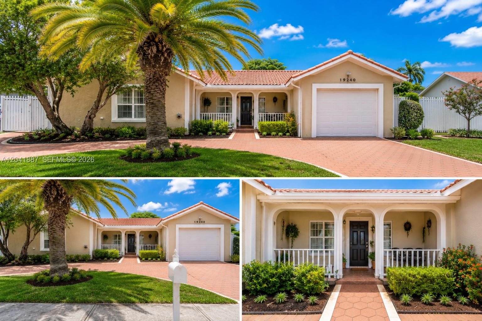 A single-story house with a tiled roof, a one-car garage, and a palm tree — 19240 NW 60th Ct, Hialeah FL 33015, HIALEAH, FL
