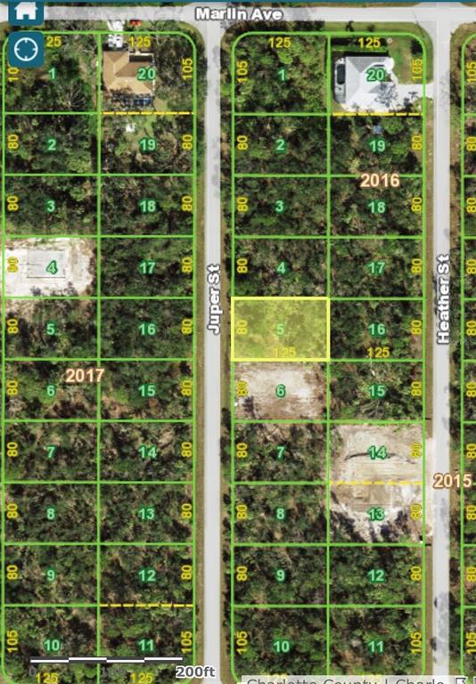 An aerial map shows a grid of residential lots with a highlighted parcel on Juper Street — 166 JUPER STREET, PORT CHARLOTTE, FL