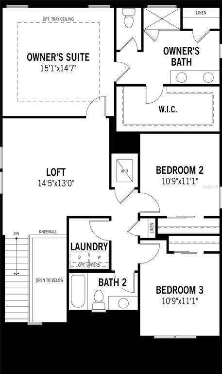 This is a floor plan of a residential second story featuring three bedrooms and a loft — 34877 ARBOR RETREAT DRIVE, DADE CITY, FL