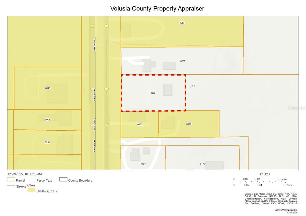 This is a property map showing parcel boundaries and street locations in Orange City — 2300 N VOLUSIA AVENUE, ORANGE CITY, FL