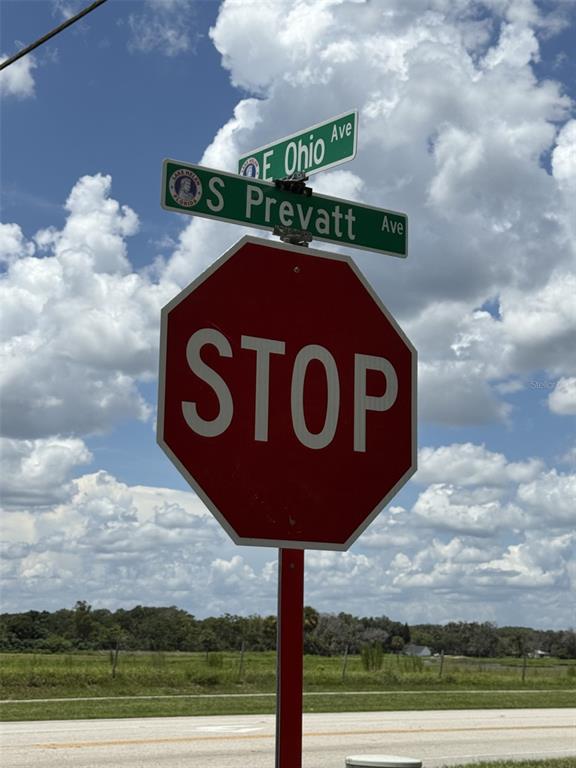 A stop sign stands at the intersection of E Ohio Ave and S Prevatt Ave — NO STREET, LAKE HELEN, FL