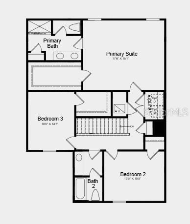 This is a floor plan of a residential second story featuring three bedrooms and two bathrooms — 6518 EQUINOX LANE, NORTH FORT MYERS, FL