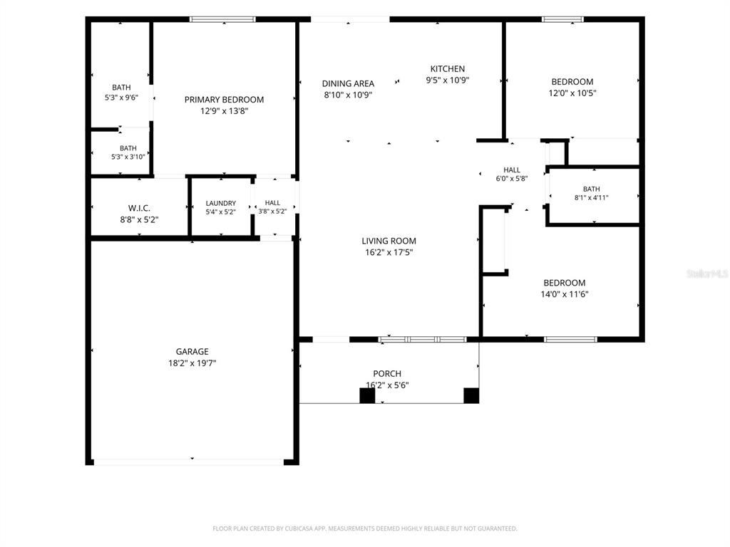 This is a floor plan showing a three-bedroom, three-bathroom home with an attached garage — 48 MAPLE DRIVE, OCKLAWAHA, FL