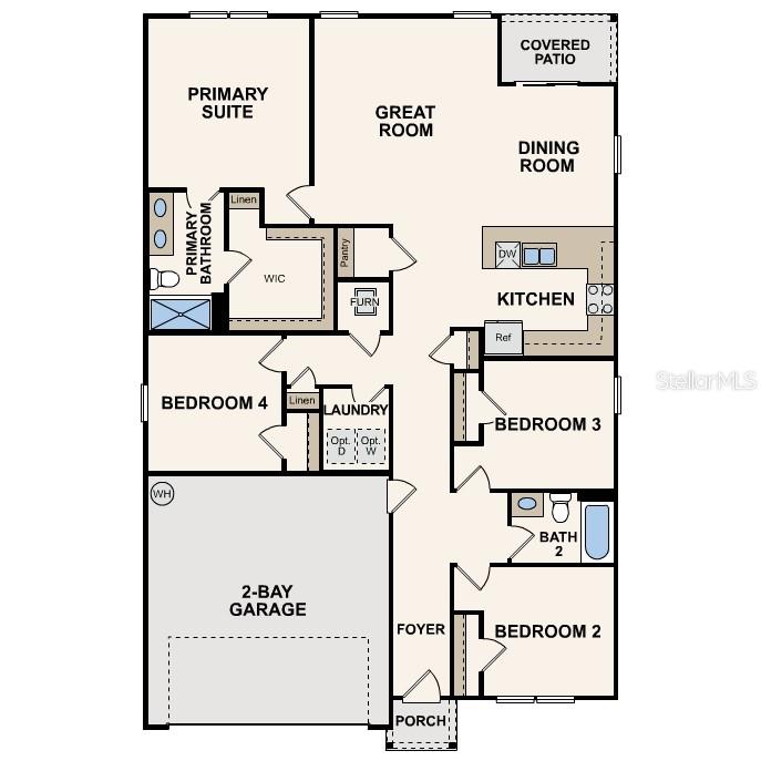 This is a floor plan for a single-story house with four bedrooms and a garage — 16294 NW 143RD WAY, ALACHUA, FL