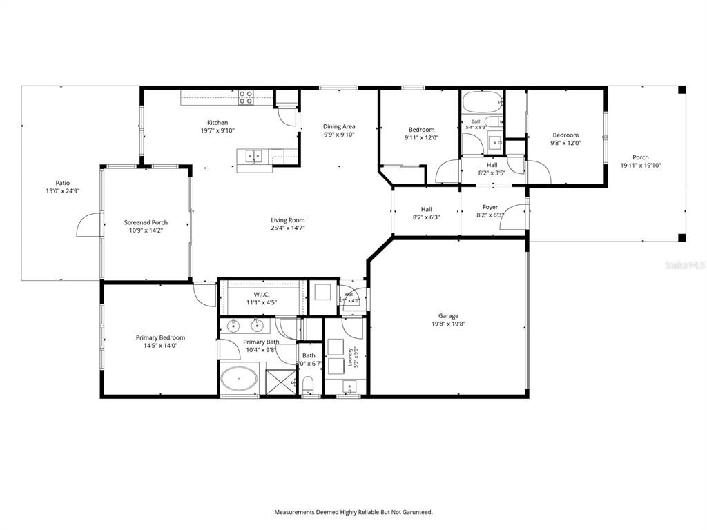 This is a floor plan for a single-story house with a garage and screened porch — 13219 CHARFIELD STREET, WINDERMERE, FL