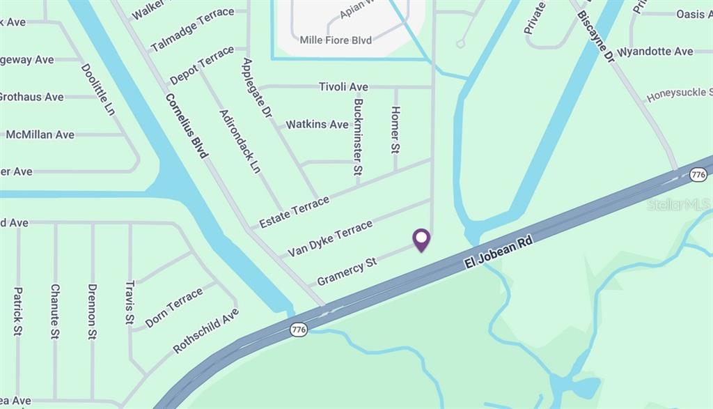 This is a map showing streets and a property location marker near El Jobean Road — 2278 GRAMERCY STREET, PORT CHARLOTTE, FL