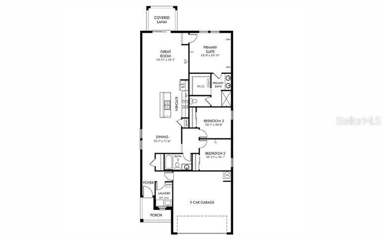 This is a floor plan of a single-story home with three bedrooms and a garage — 340 LAZY SHORE DRIVE, NOKOMIS, FL