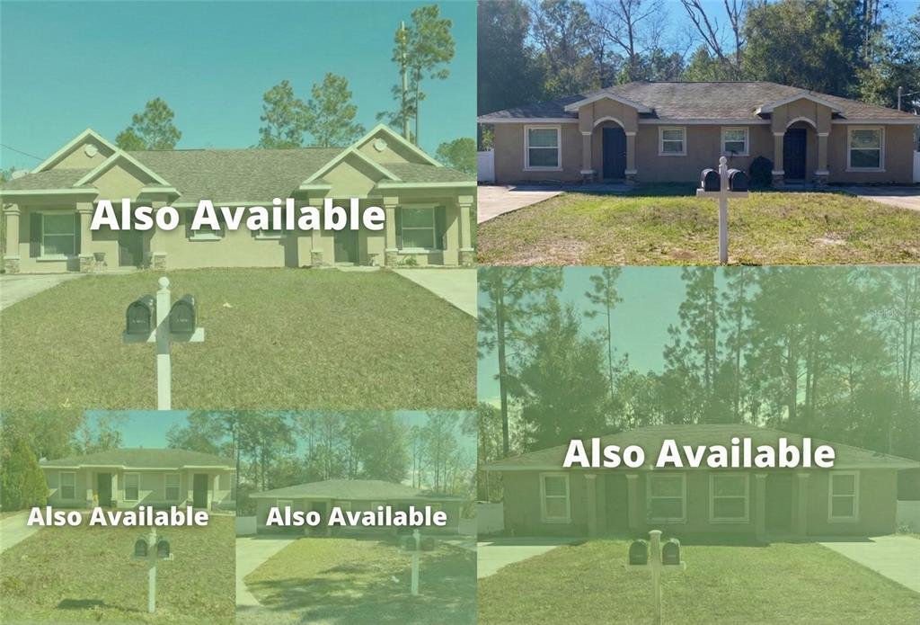 A single-story duplex with a brown roof, tan stucco exterior, and two separate front entrances — 9288 N MENDOZA WAY, CITRUS SPRINGS, FL