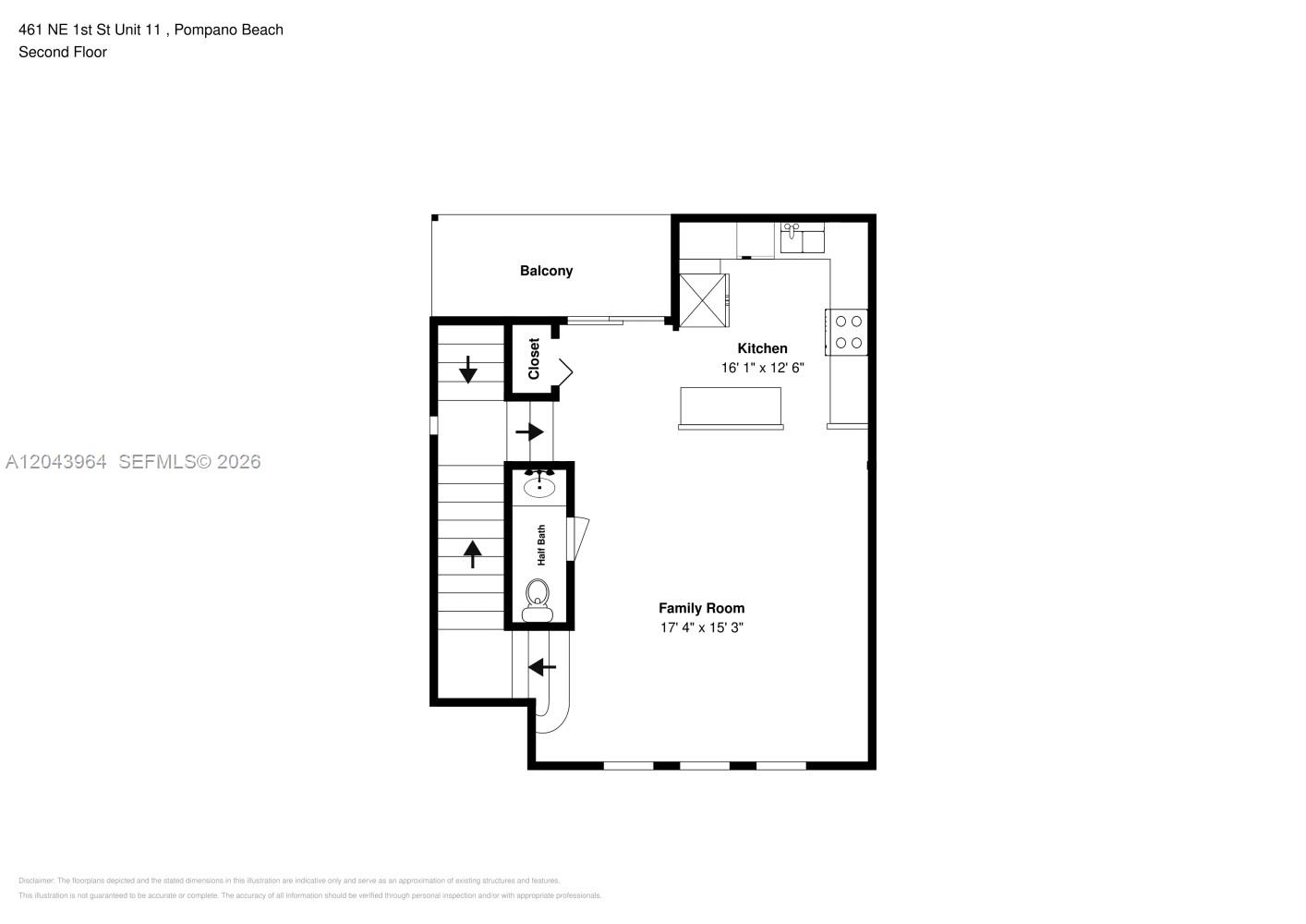 This is a floor plan for the second floor of a residential unit — POMPANO BEACH, FL