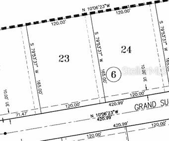 This is a land survey map showing the dimensions and layout of lots 23 and 24 — 5368 GRAND SUMMIT DRIVE, BROOKSVILLE, FL
