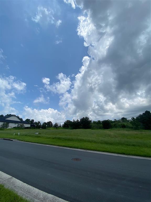 A paved road runs in front of a vacant, grassy lot under a cloudy blue sky — 5368 GRAND SUMMIT DRIVE, BROOKSVILLE, FL