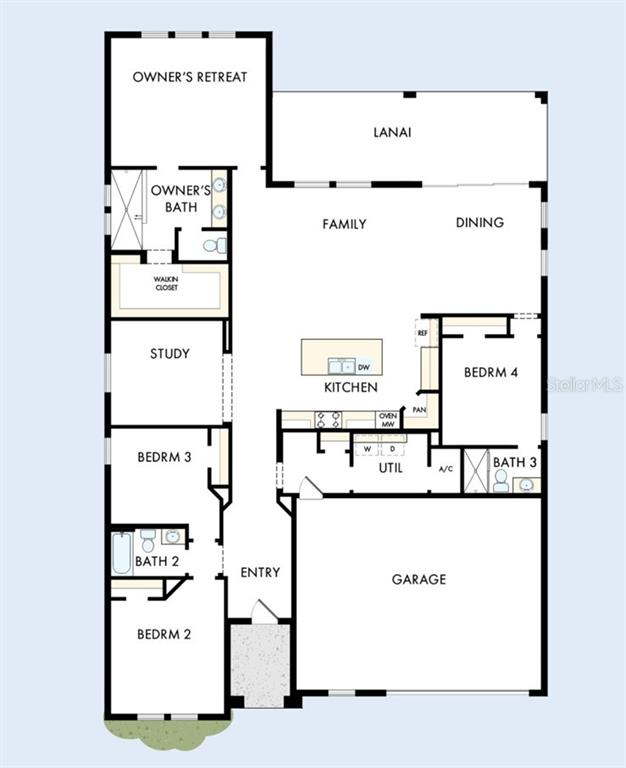 This is a floor plan for a single-story house with four bedrooms and a garage — 12730 DRIFTWOOD TIDE DRIVE, PALMETTO, FL