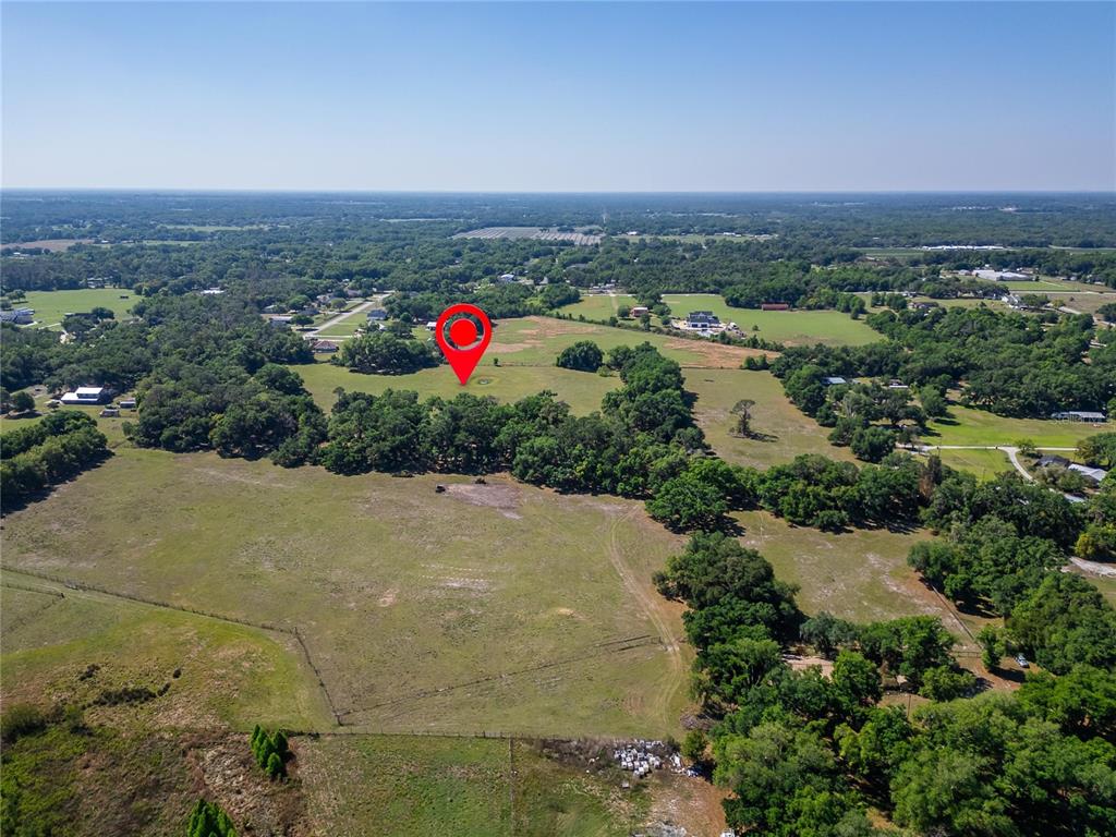 An aerial view shows a large, grassy rural lot marked by a red location pin — CARLTON ROAD, PLANT CITY, FL