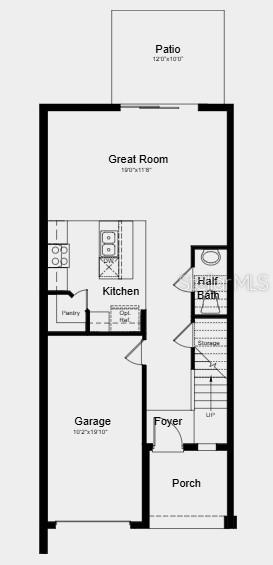 This is a floor plan for the first level of a home featuring a garage — 10818 ECLIPSE STREET, SARASOTA, FL