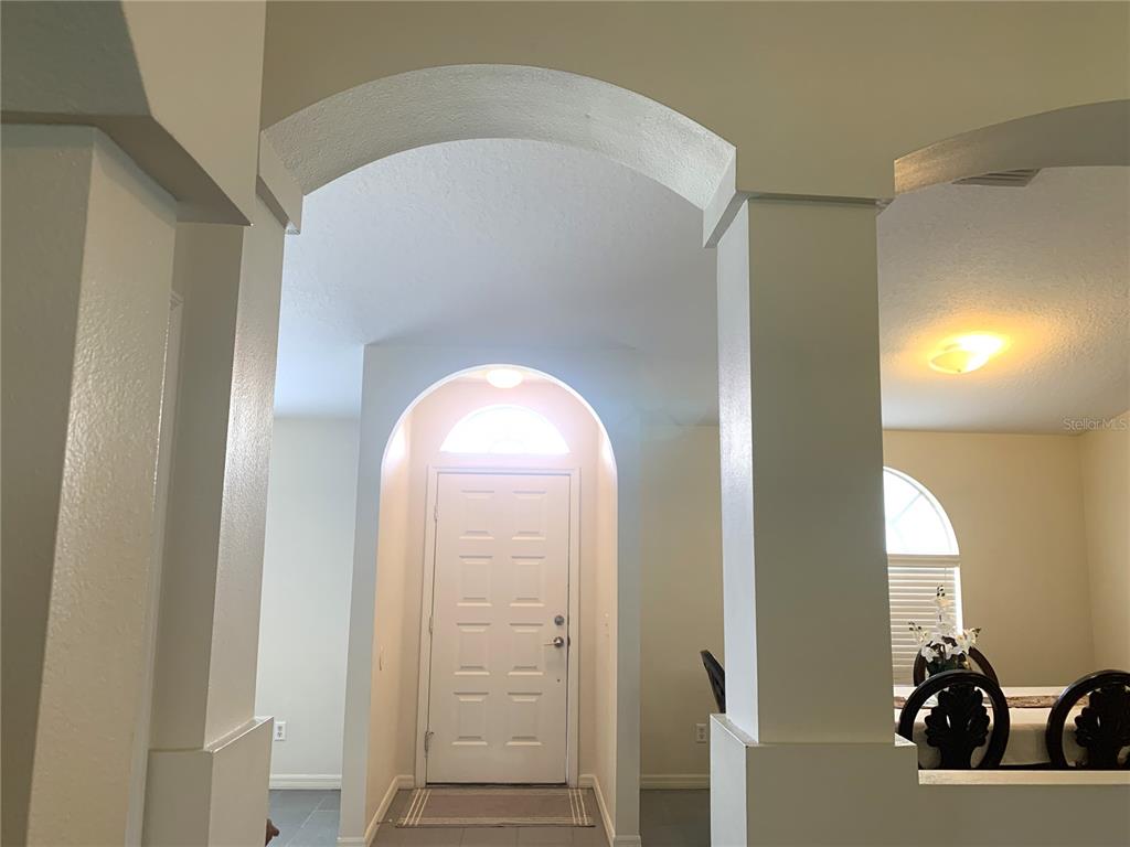 An entryway features a white front door with a transom window framed by arched columns — 11513 ANDY DRIVE, RIVERVIEW, FL