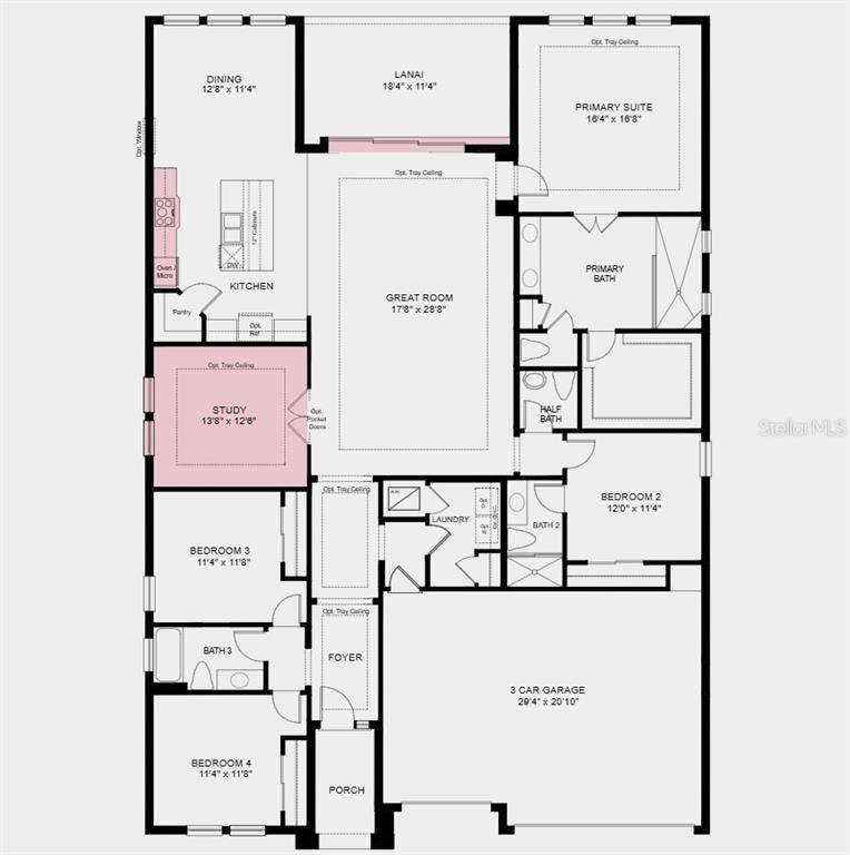 This is a floor plan for a single-story house with four bedrooms and a garage — 113 ARMOYAN DRIVE, PALM COAST, FL