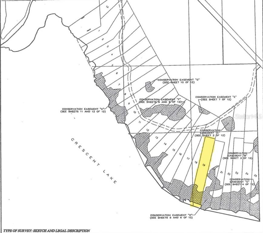 This is a land survey map showing numbered lots and designated conservation easement areas — 14453 ANDALUSIA TRAIL, BUNNELL, FL