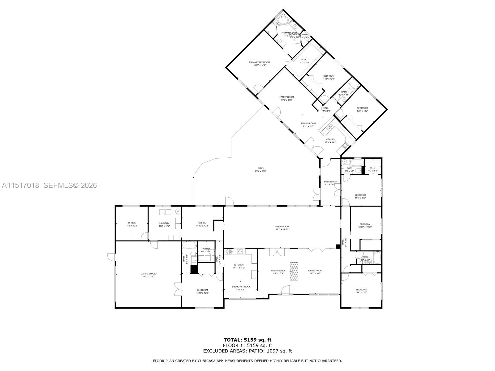 This is a floor plan of a large residential property with multiple bedrooms and living areas — 5901 SW 160th Ave, Southwest Ranches FL 33331, SOUTHWEST RANCHES, FL