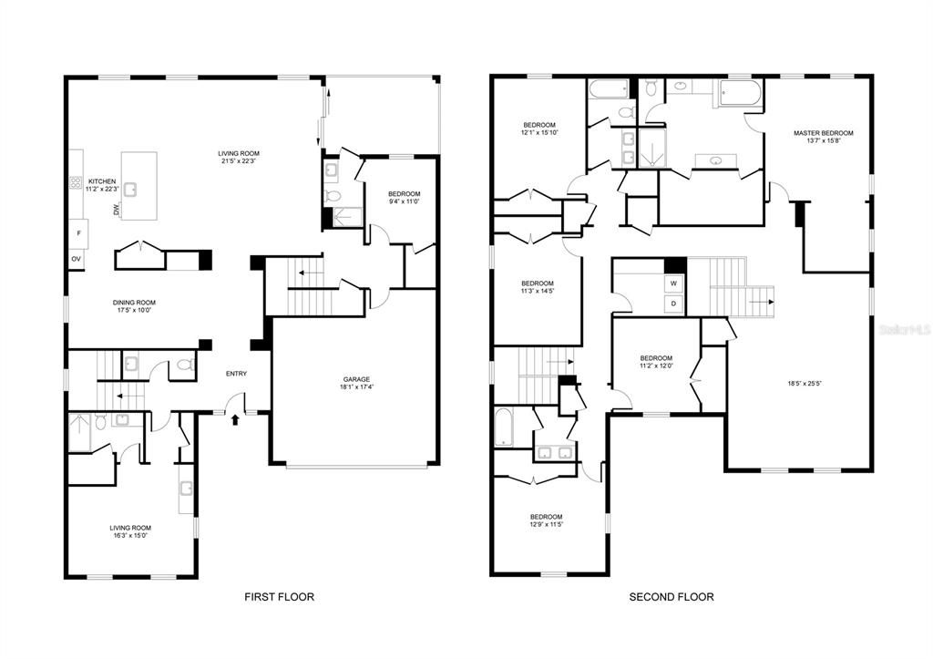 This floor plan shows the layout of a two-story house with multiple bedrooms and living areas — 7757 MARSALA STREET, CLERMONT, FL