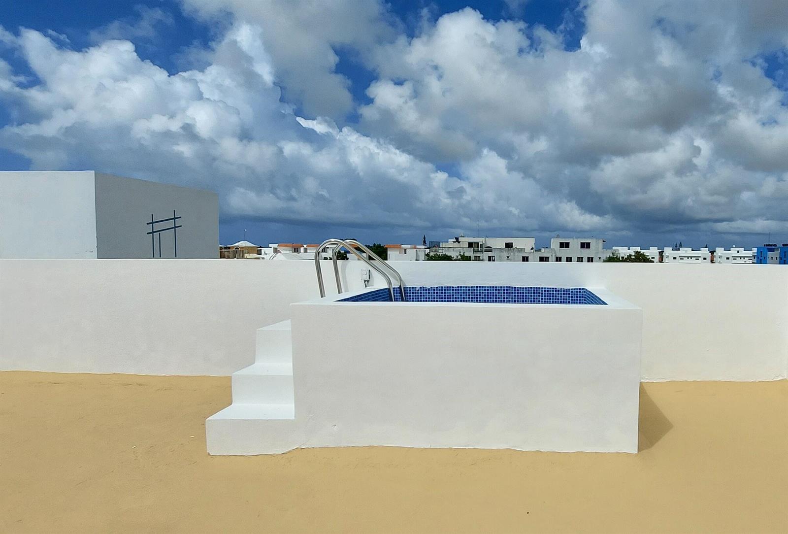 A rooftop terrace features a small, tiled plunge pool with white steps and metal railings — Calle 6 Calle 6, Punta Del Este 2 # C301, FL