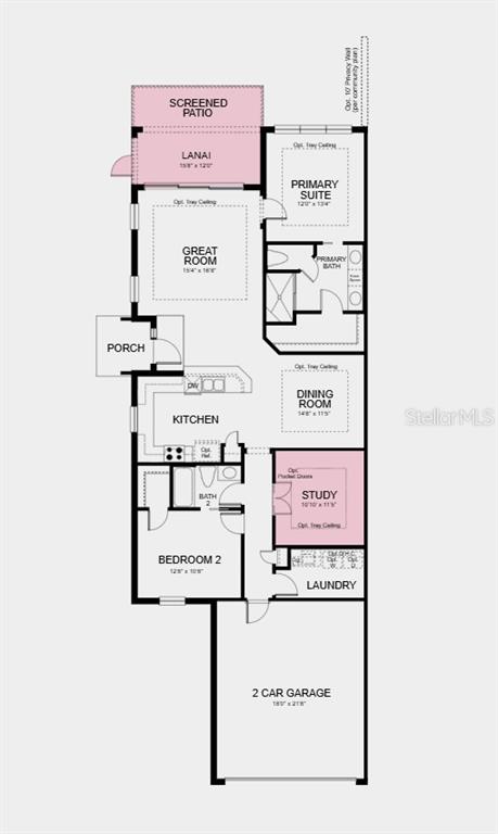 This is a floor plan for a single-story home with a two-car garage and lanai — 13324 SANTINI CIRCLE, ENGLEWOOD, FL