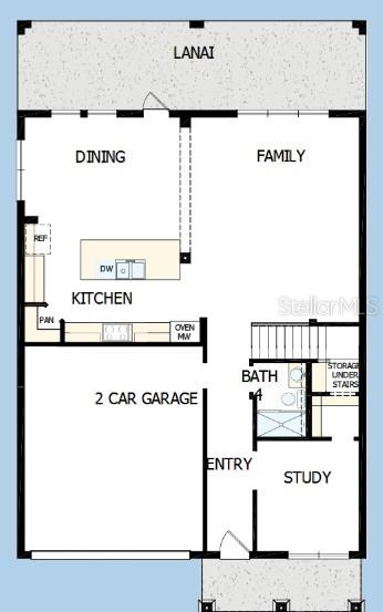 This is a floor plan for the first level of a home with a garage — 2916 W ELLIS DRIVE, TAMPA, FL